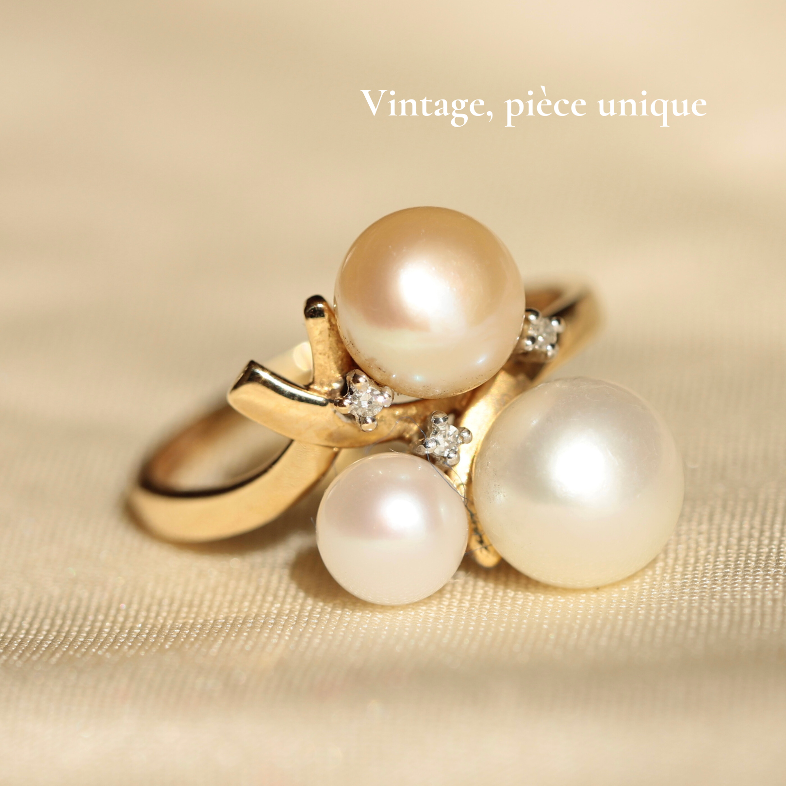 Bague 3 perles boutons