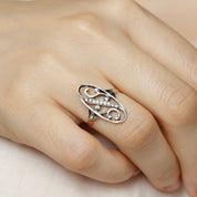 Bague marquise 1900 or et argent