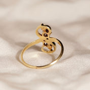Bague vintage infini pierres rouges et perles