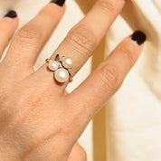 Bague 3 perles boutons