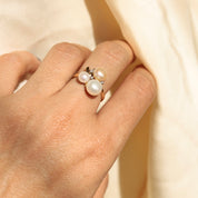 Bague 3 perles boutons