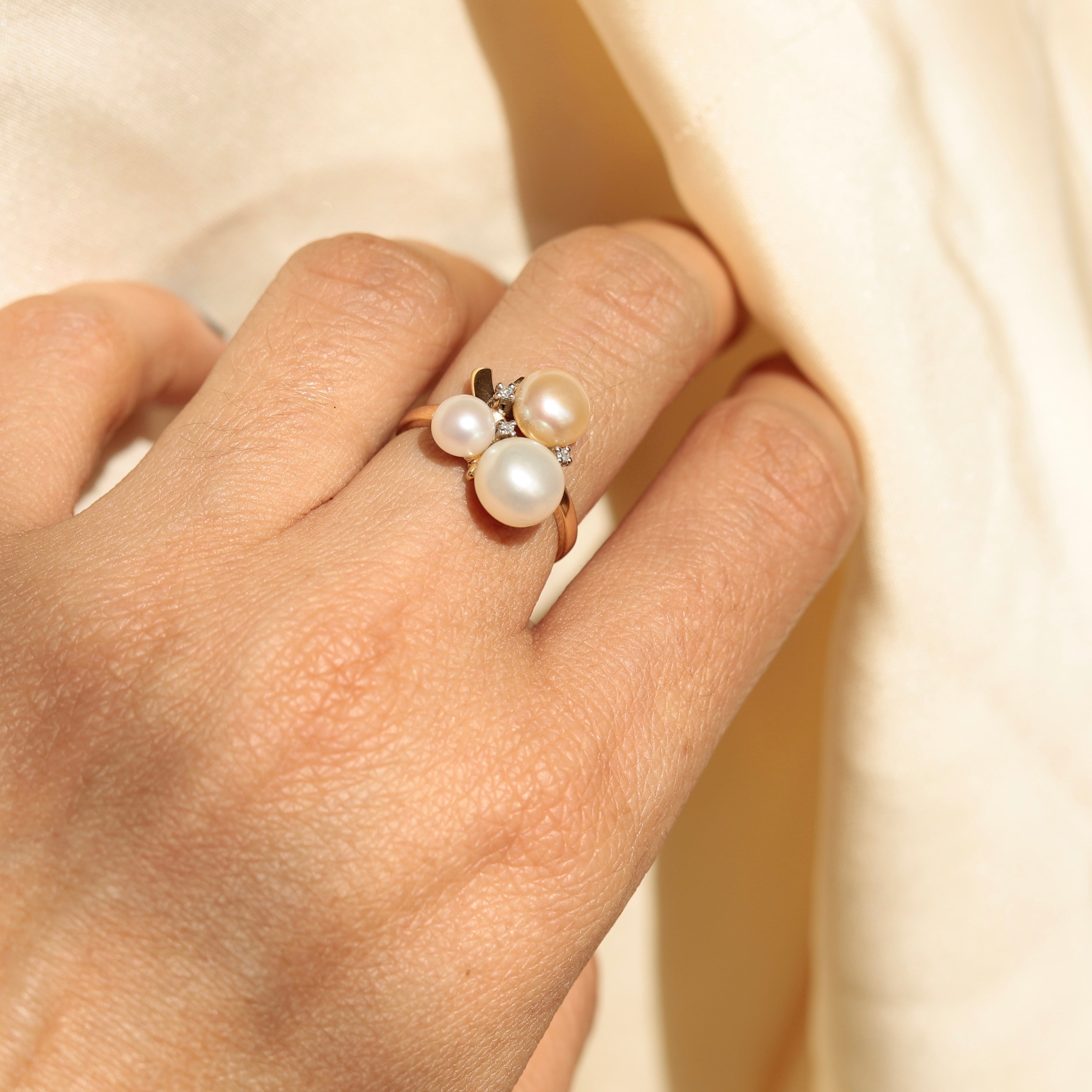 Bague 3 perles boutons