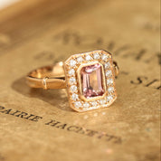 Bague Art Déco tourmaline rose et diamants style vintage 2