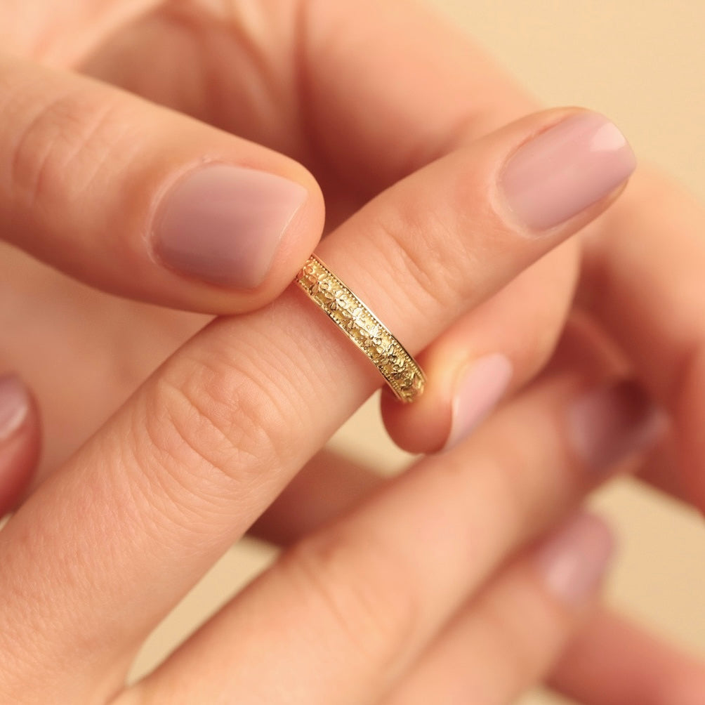 Bague alliance or 18 carats style vintage Serment 4