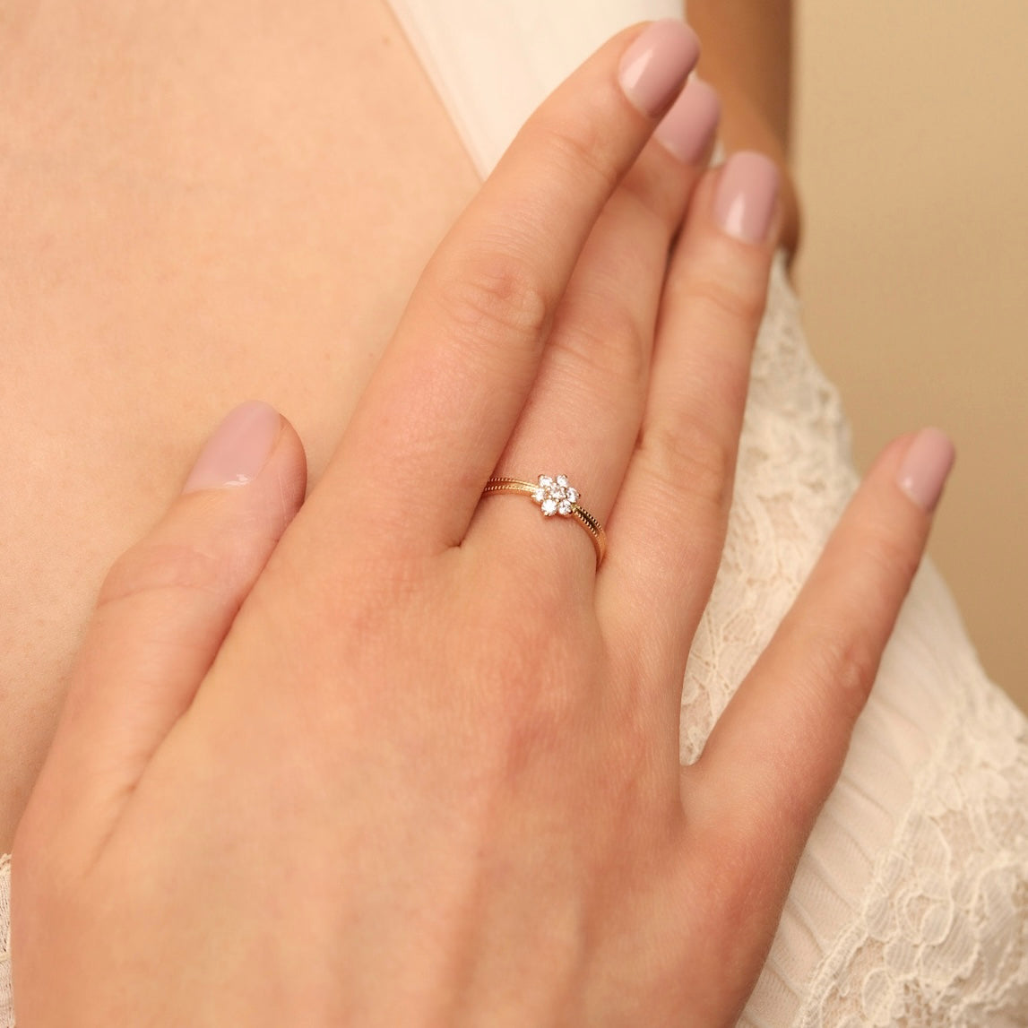 Bague fleur Promesse diamants 2
