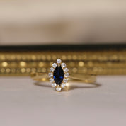 Bague marquise or 18 carats saphir diamants songe 3