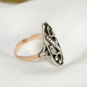 Bague marquise 1900 or et argent