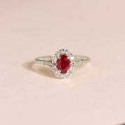 bague marguerite or blanc rubis diamants