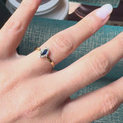 Bague marquise or 18 carats saphir diamants songe 3