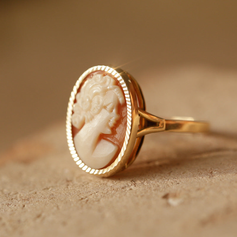 Bague vintage camée xxl