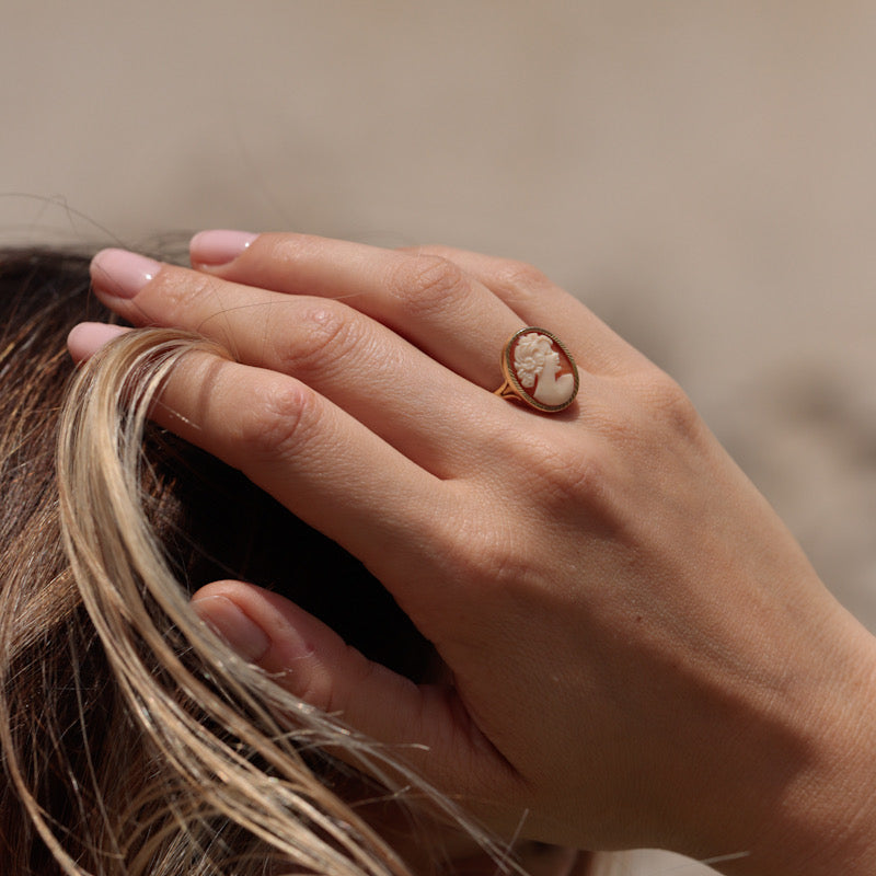 Bague vintage camée xxl