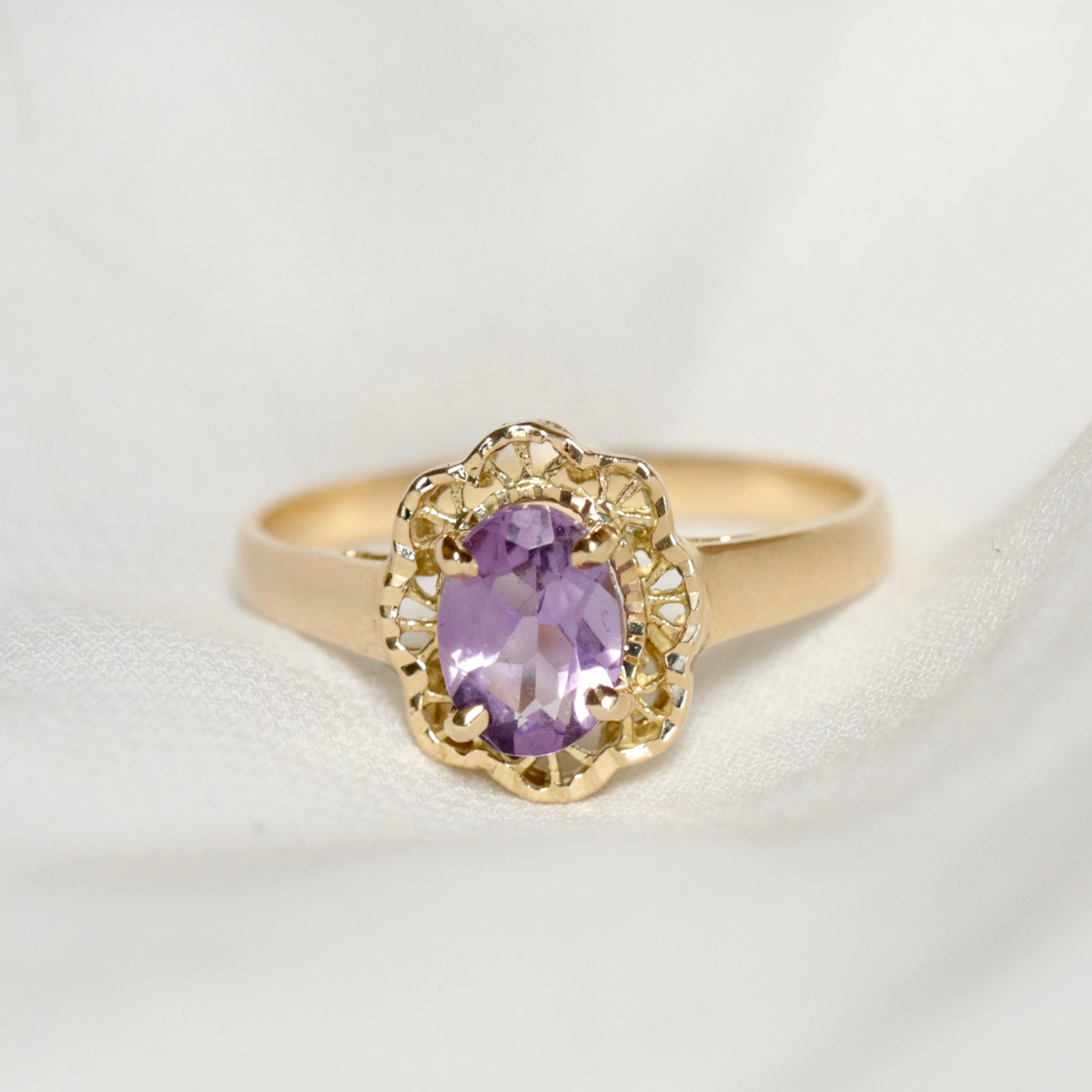 Bague fleur vintage améthyste