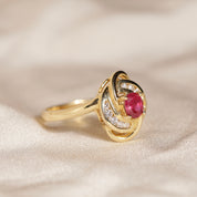 Bague croisillon rubis et diamants