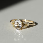 Bague Hesperis · Bague morganite et feuillage pavé de diamants