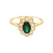 Bague Astrée · Bague marguerite émeraude et diamants style vintage