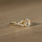 Bague Hesperis · Bague morganite et feuillage pavé de diamants