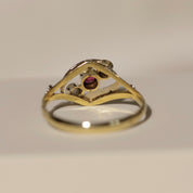 Bague ancienne perles et verre rouge