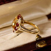 Bague cocktail vintage citrine grenats