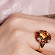 Bague cocktail vintage citrine grenats