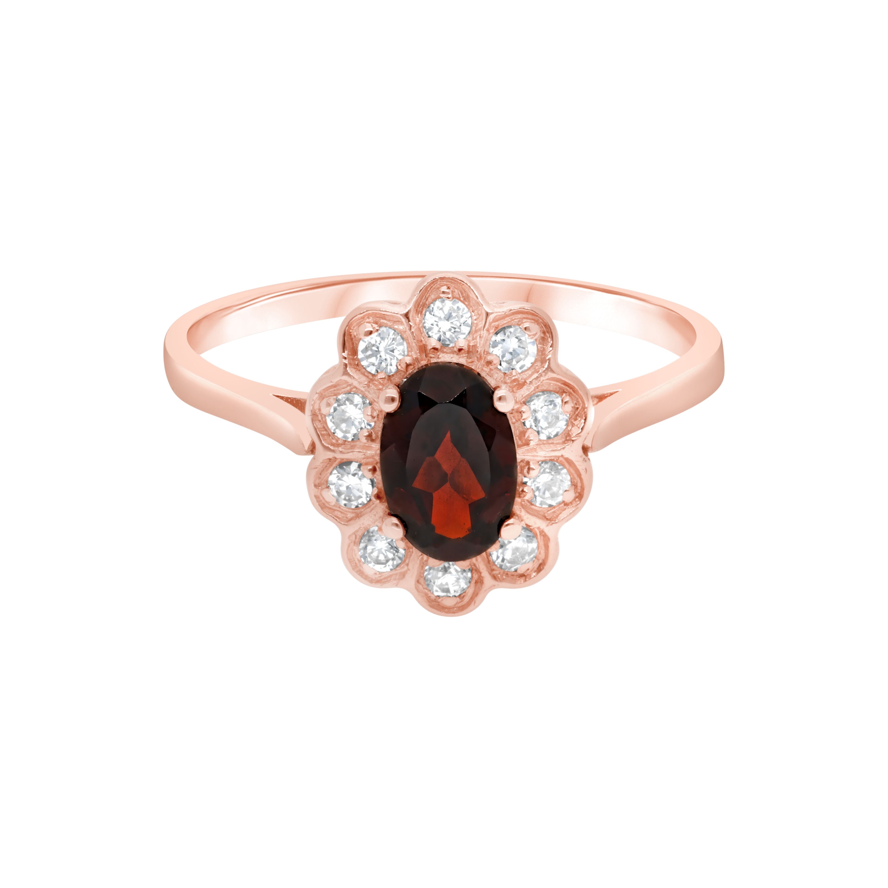 Bague Astrée · Bague marguerite grenat et diamants style vintage