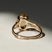 Bague solitaire pierre jaune ovale