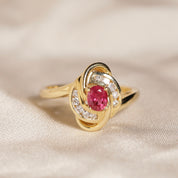 Bague croisillon rubis et diamants