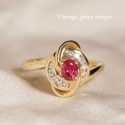 Bague croisillon rubis et diamants
