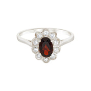 Bague Astrée · Bague marguerite grenat et diamants style vintage