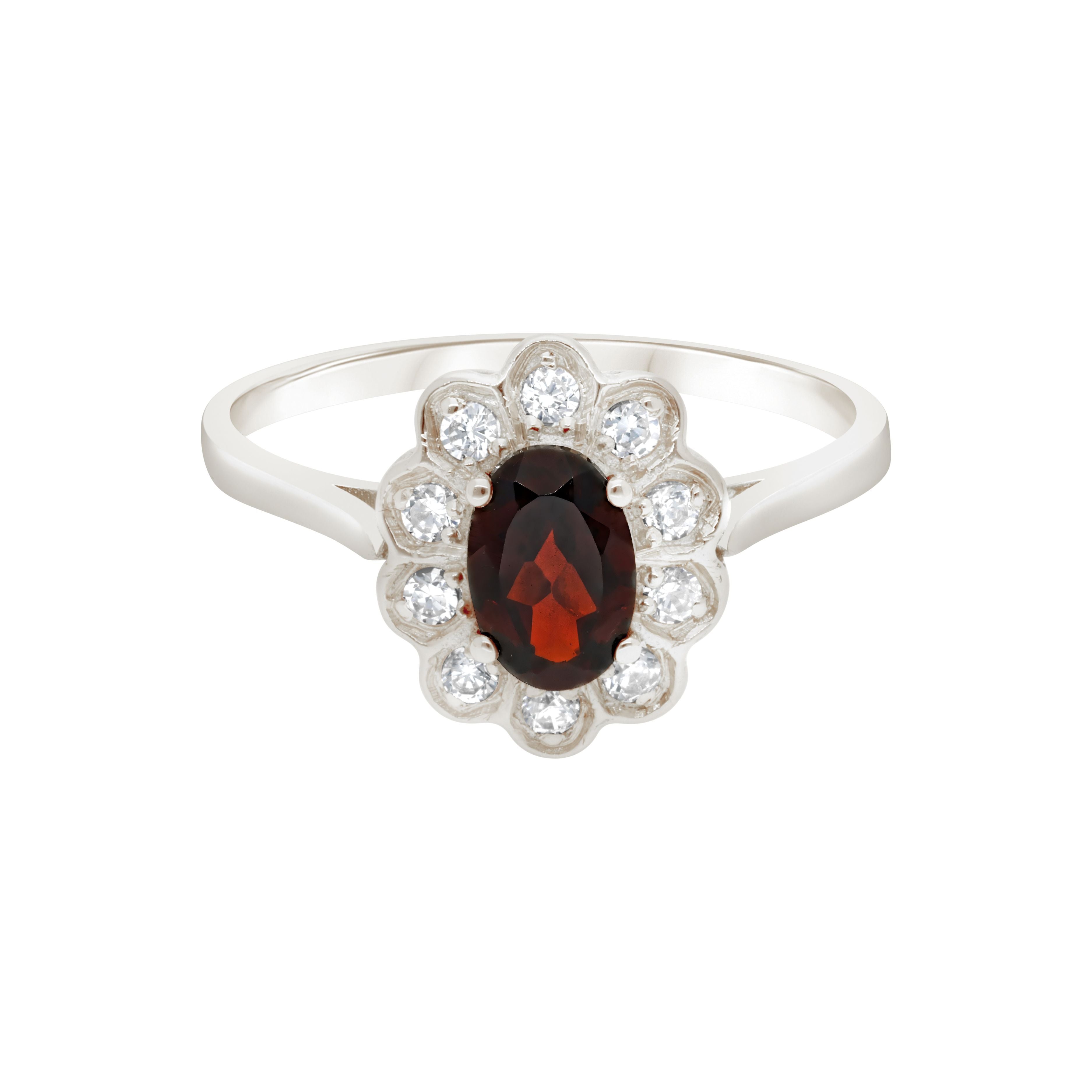 Bague Astrée · Bague marguerite grenat et diamants style vintage