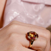 Bague cocktail vintage citrine grenats