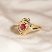 Bague croisillon rubis et diamants