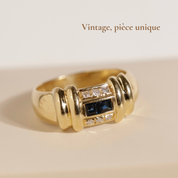 Bague à godrons saphirs calibrés et diamants