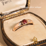 Bague jonc pierre orange diamants