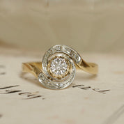 Bague ancienne tourbillon diamant taille rose 