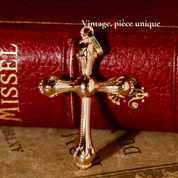 Pendentif croix or liseré