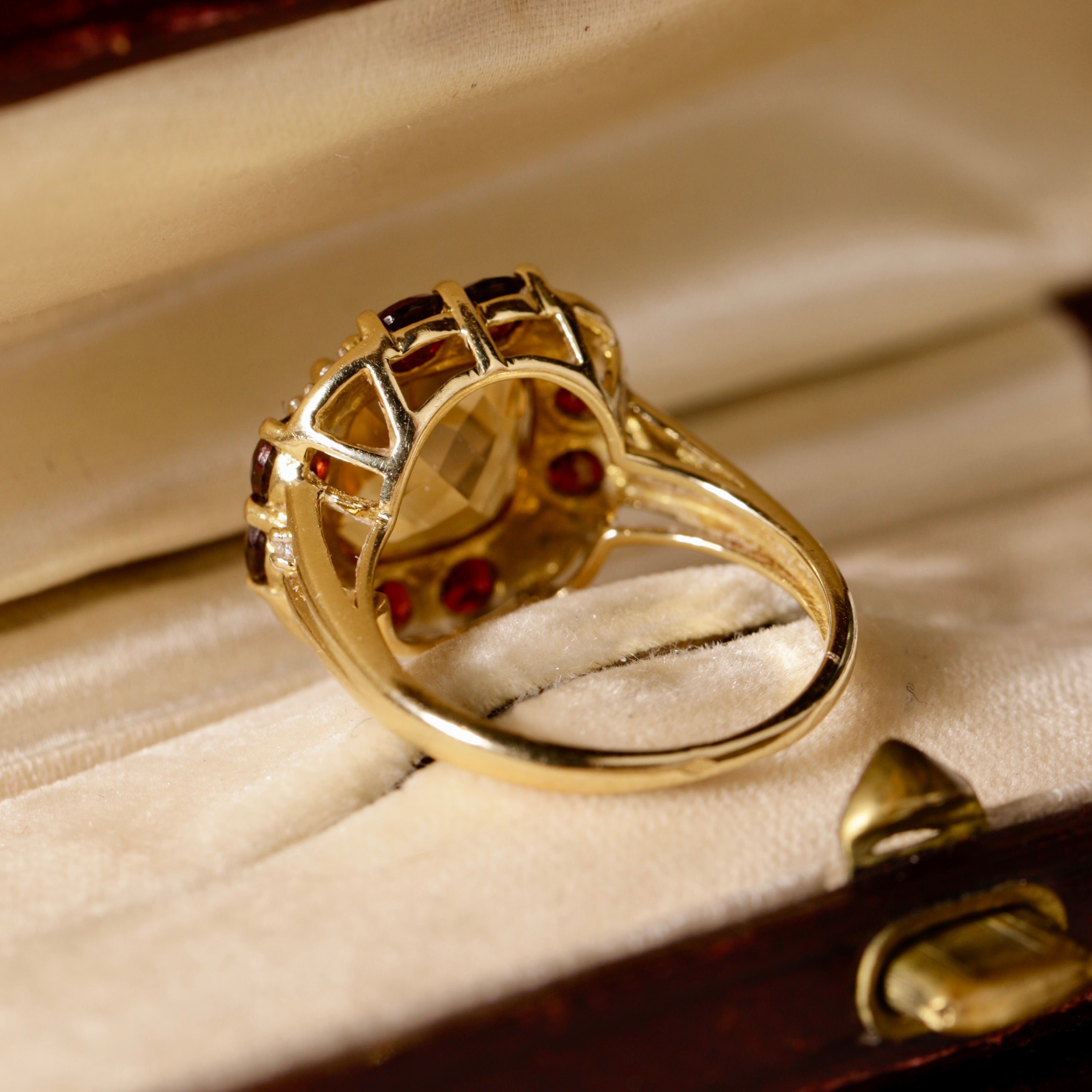 Bague cocktail vintage citrine grenats