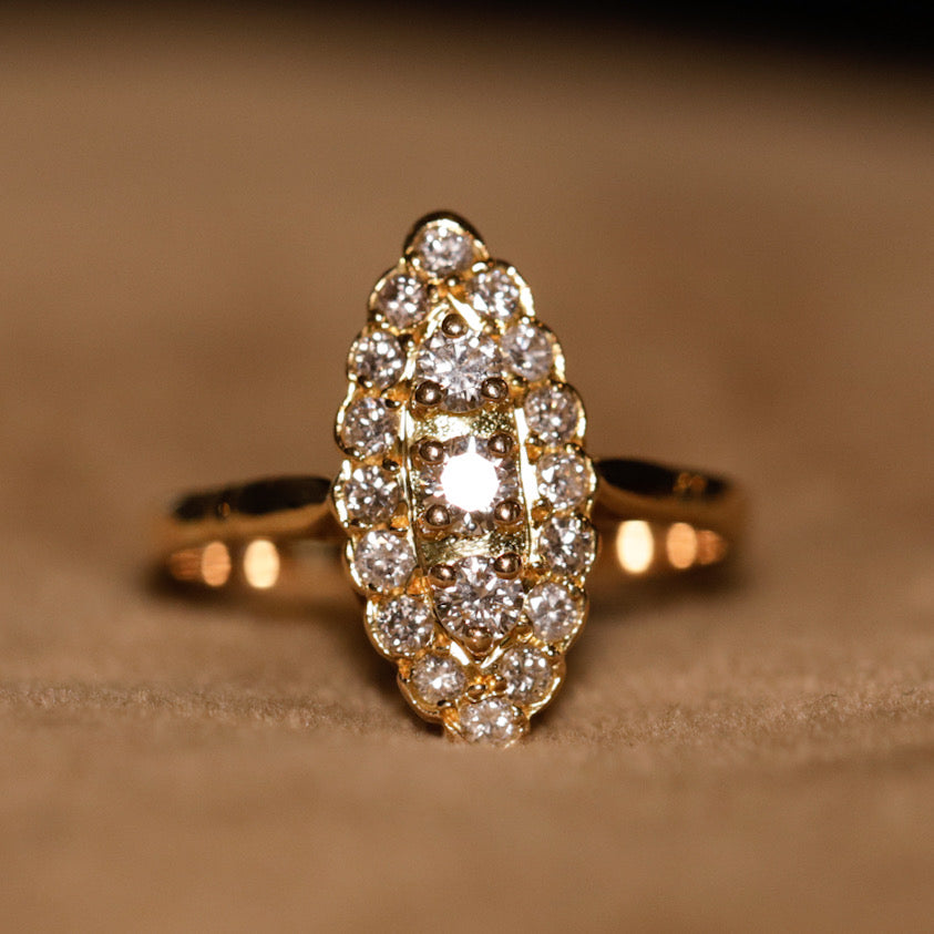 Bague marquise vintage diamants