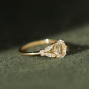 Bague Hesperis · Bague morganite et feuillage pavé de diamants