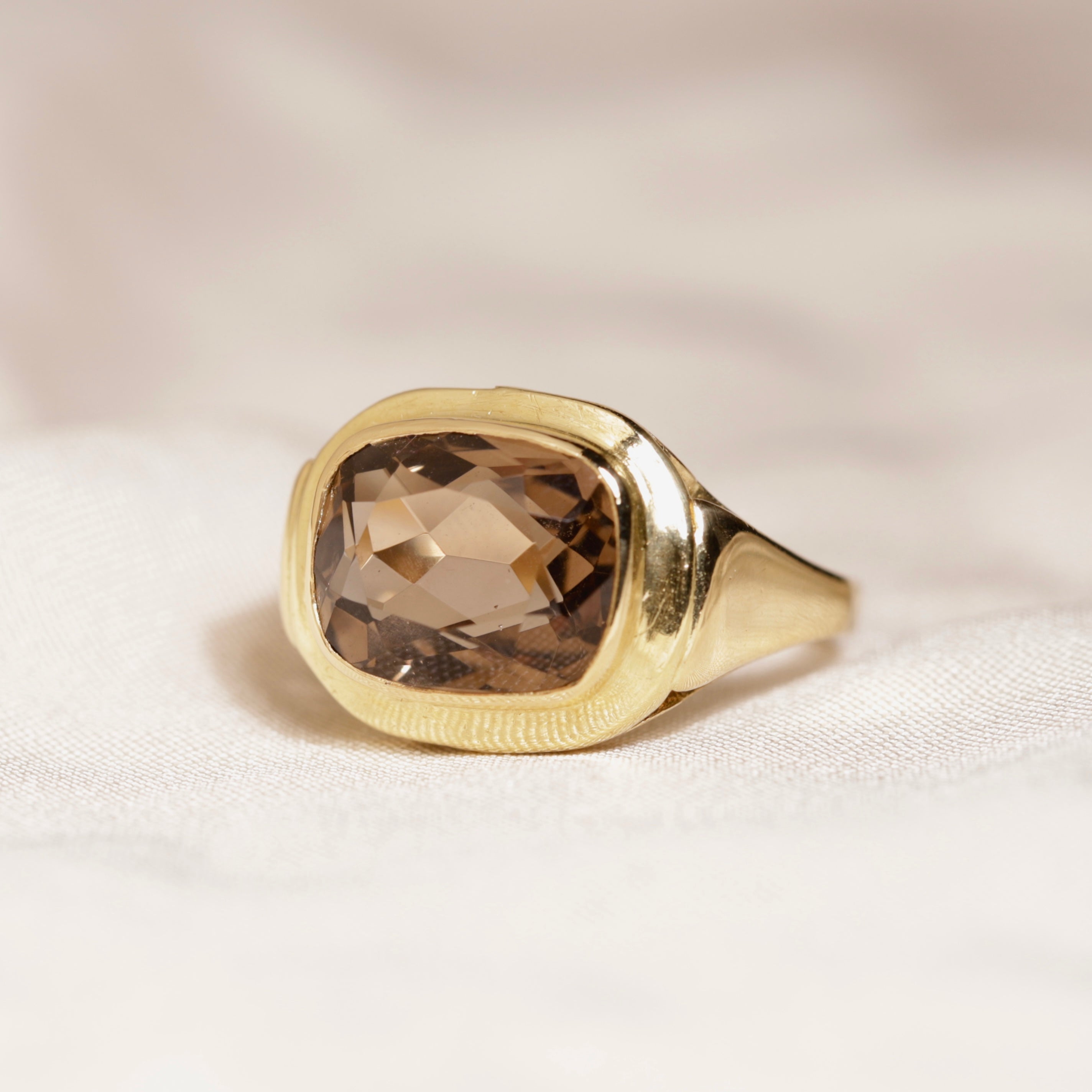 Bague quartz fumé taille coussin