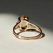 Bague solitaire pierre jaune ovale