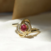 Bague croisillon rubis et diamants