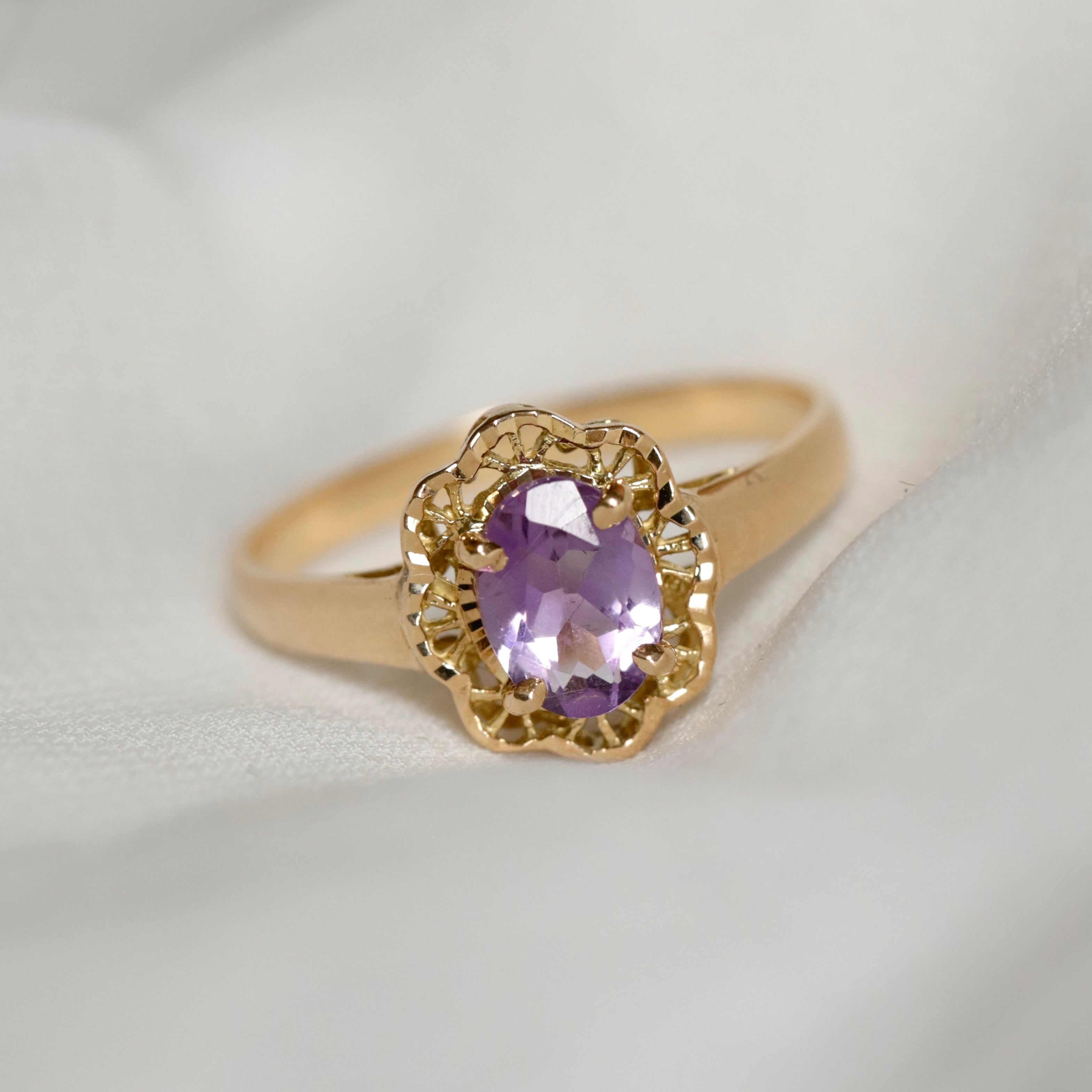 Bague fleur vintage améthyste