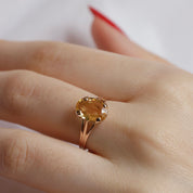 Bague solitaire citrine ovale