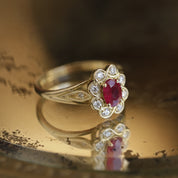 Antheia bague marguerite style vintage rubis et or 18 carats recyclé 