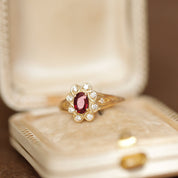 Antheia bague marguerite style vintage rubis et or 18 carats recyclé 