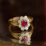 Antheia bague marguerite style vintage rubis et or 18 carats recyclé 