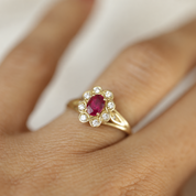 Antheia bague marguerite style vintage rubis et or 18 carats recyclé 