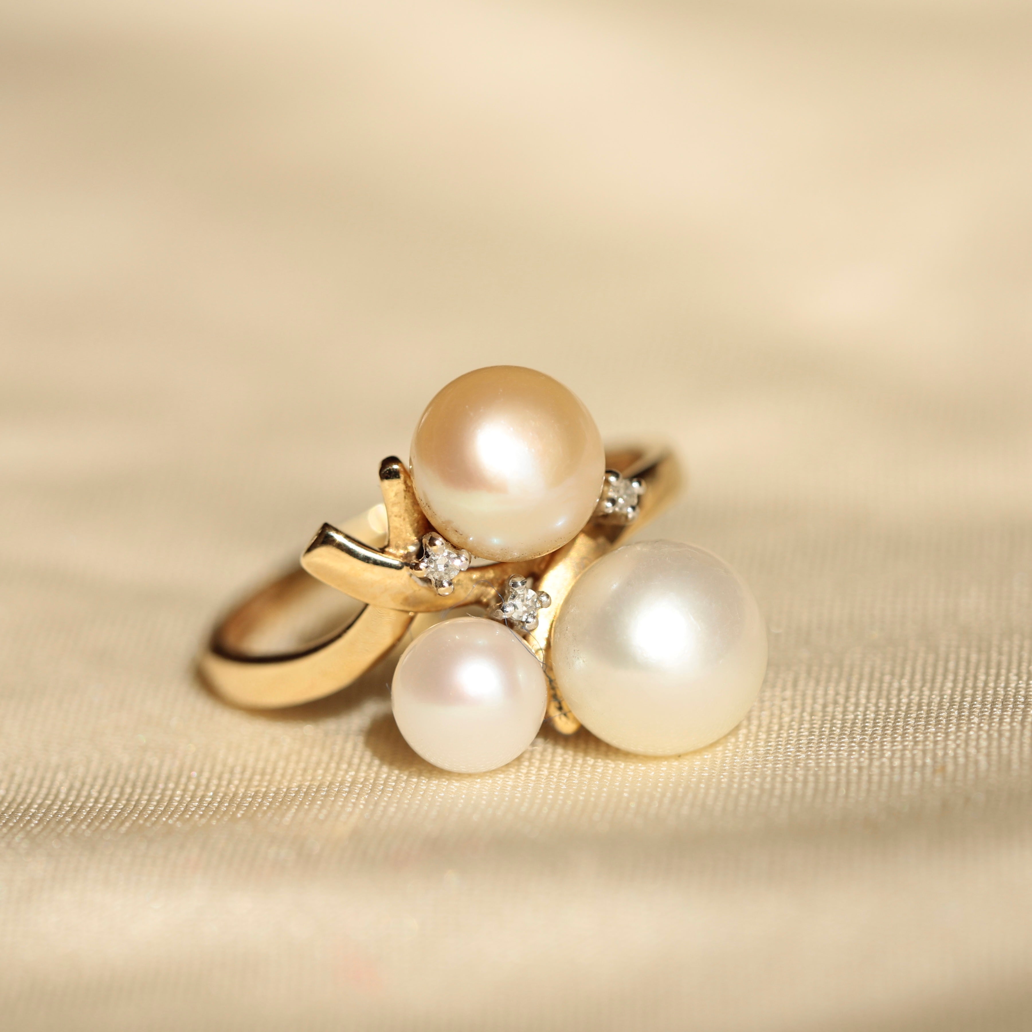 Bague 3 perles boutons