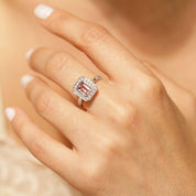 Bague Art Déco or blanc 18 carats tourmaline rose et diamants style vintage