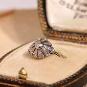 Bague Fleur ancienne or et platine diamants